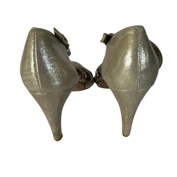 Kelly & Katie Glittering Gold and Silver Mirrored 3.5" Heels with Ankle strap - Picture 3 of 4